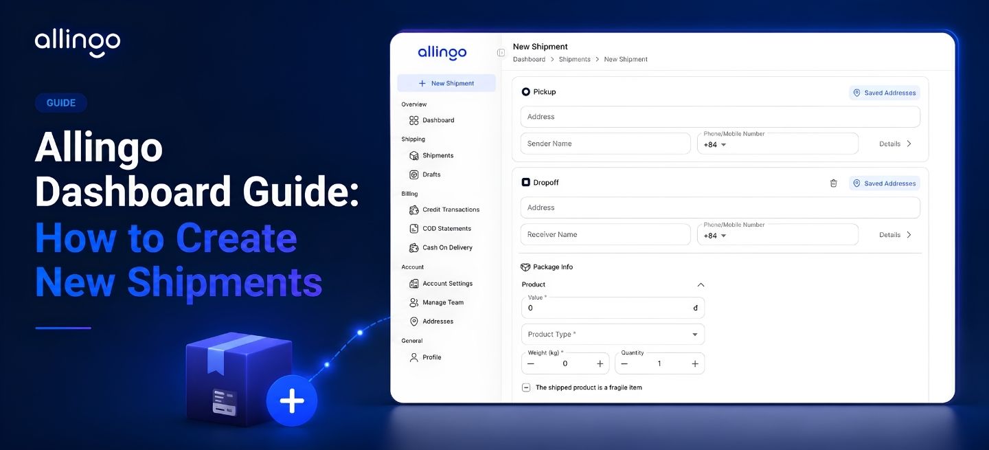 Allingo dashboard guide: how to create new shipments